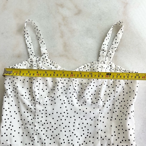 Polka Dot Midi Dress - Flowy Fitted White Midi Dress with Black Polka Dots - Picture 3 of 8